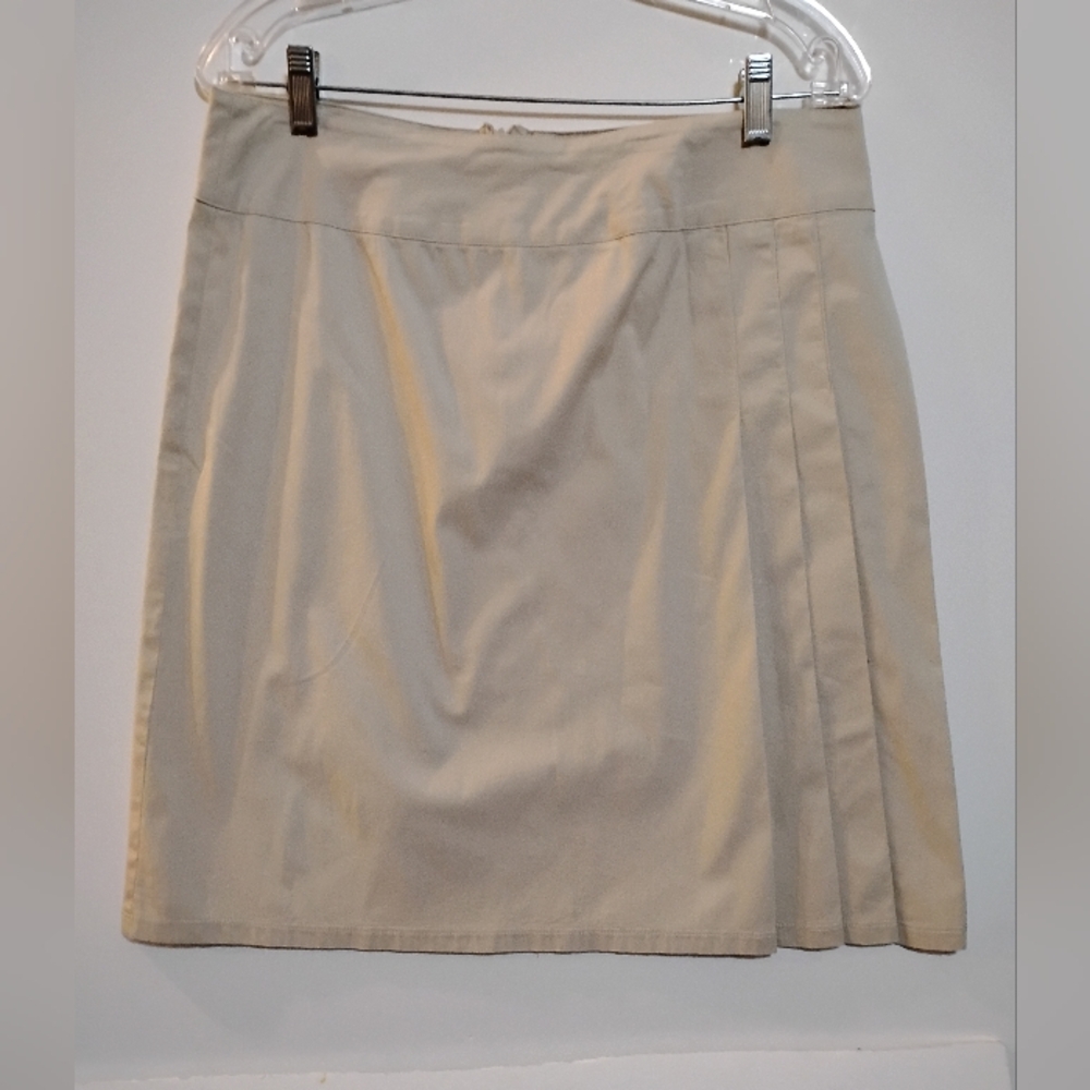 Hillard&Hanson (R) Classic Cream Cotton Spandex Pleats Women's Midi Skirt 12